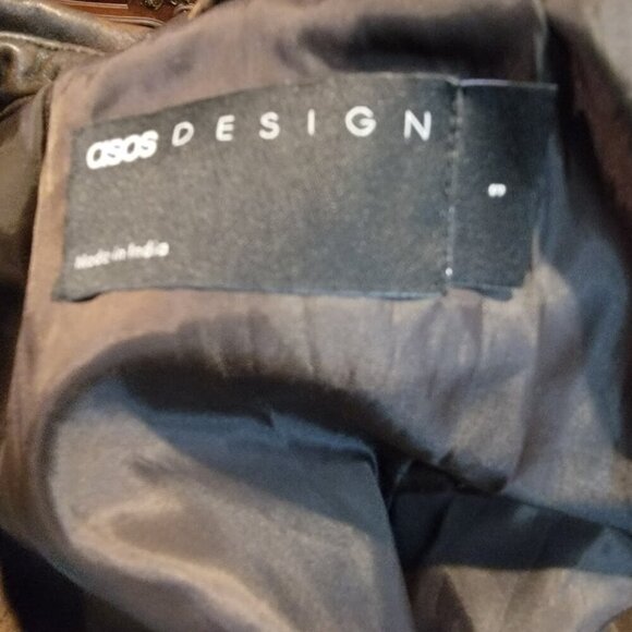 ASOS Design Oversized Biker Jacket - Real Leather with Stitch Detail - Picture 12 of 16